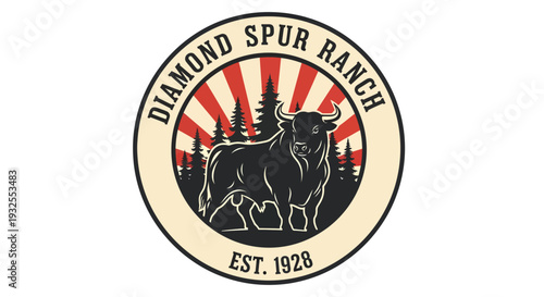 Diamond Spur Ranch logo with a bull and forest.