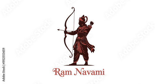 Ram navami indian festival logo with lord rama