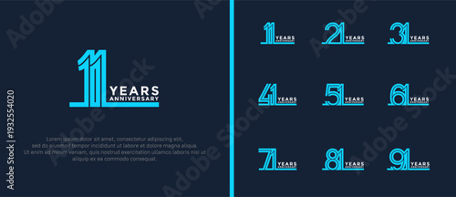 anniversary vector logo set, blue and white color can be use for celebration