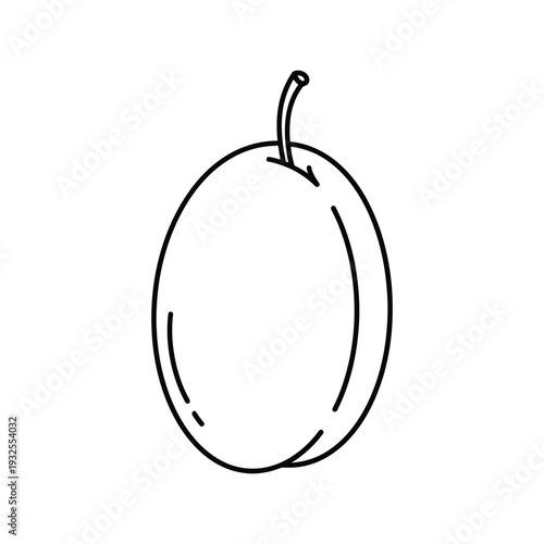 Plum Fruit Minimalist Botanical Food Outline Design Line Art Vector illustration