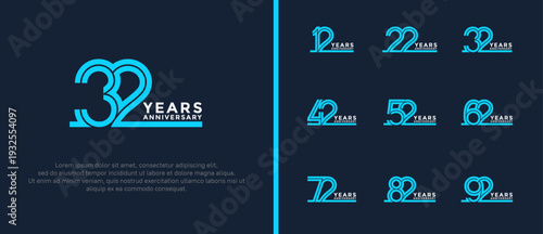 anniversary vector logo set, blue and white color can be use for celebration