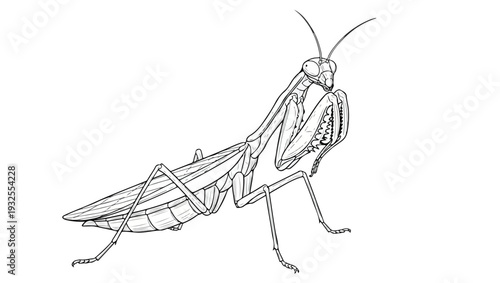 Praying Mantis Line Art Illustration