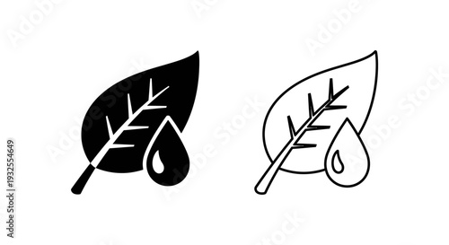 Minimal leaf water drop icons set Vector