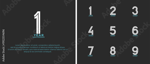 anniversary vector logo set, silver and blue color can be use for celebration