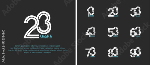 anniversary vector logo set, silver and blue color can be use for celebration