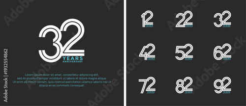 anniversary vector logo set, silver and blue color can be use for celebration