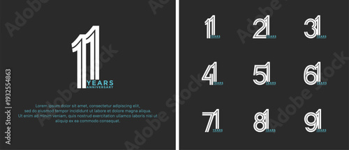 anniversary vector logo set, silver and blue color can be use for celebration
