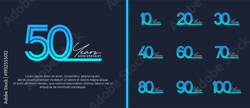 anniversary vector logo set, blue color and grey handwriting can be use for celebration