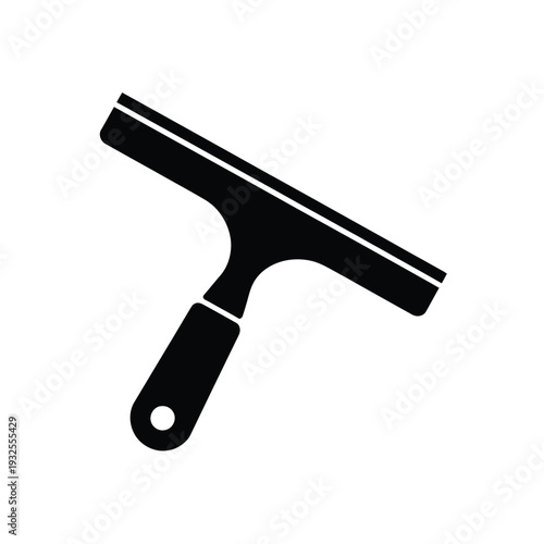 A simple black silhouette illustration of a window squeegee tool