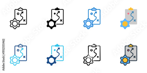 Action plan icons set multiple style collection. Editable stroke 
