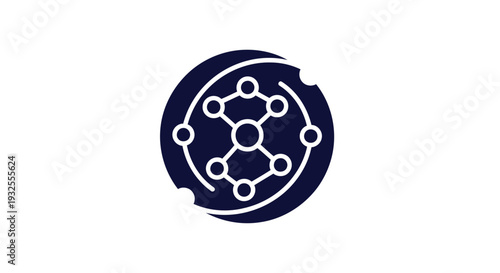 Abstract Dark Blue Molecular Structure Icon Symbol.
