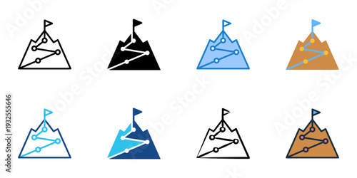 Success map icons set multiple style collection. Editable stroke 
