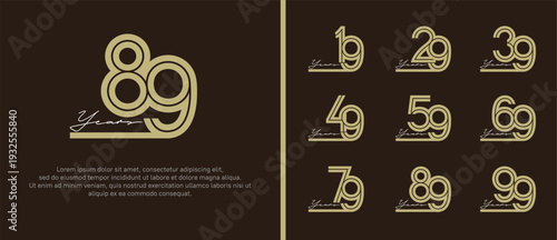 anniversary vector logo set, brown color with white handwriting can be use for celebration