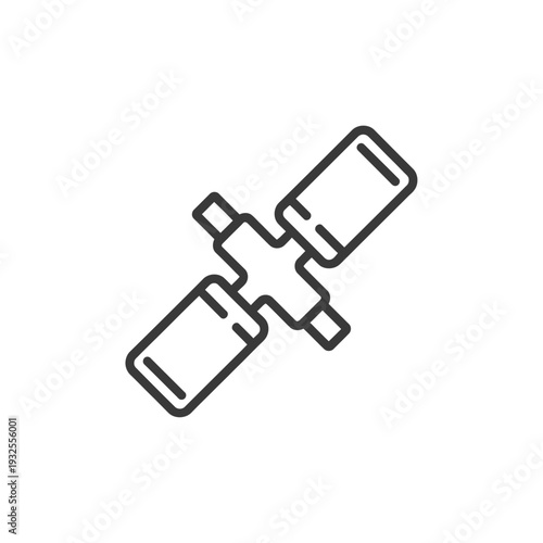 Simple line drawing of a satellite in outer space