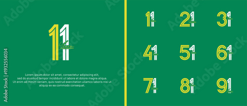 anniversary vector logo set, yellow and white color with handwriting can be use for celebration