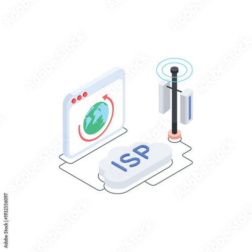 Global Internet Connection with ISP Cloud and Telecom Tower.