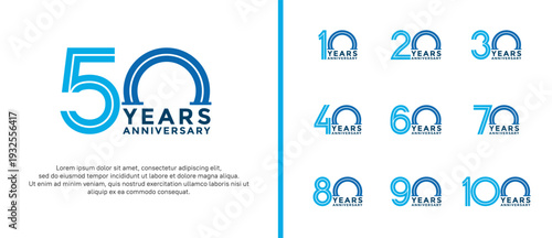 anniversary vector logo set, blue and black color can be use for celebration