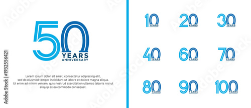 anniversary vector logo set, blue and black color can be use for celebration