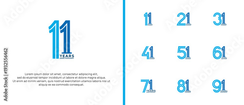 anniversary vector logo set, blue and black color can be use for celebration