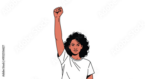 Vector illustration of woman with raised fist