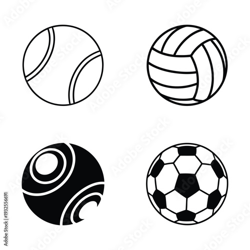 Four different types of sports balls illustration