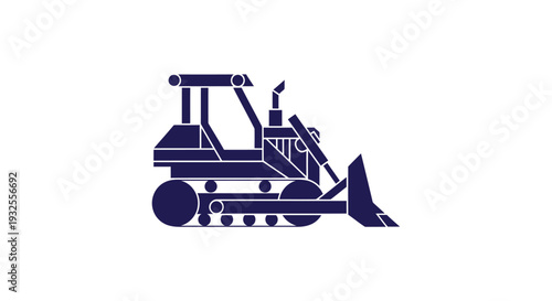 Blue bulldozer illustration on a white background.