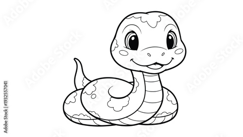 Cute Baby Snake Coloring Page for Kids