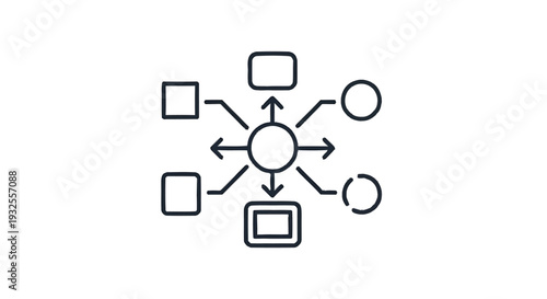 Central Hub Connecting Diverse Elements in a Network Diagram.