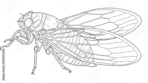Cicada Insect Line Art Illustration