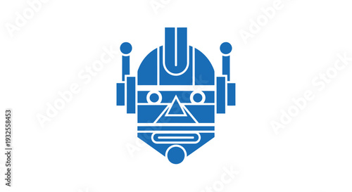 Blue Robot Head Icon Vector Illustration.