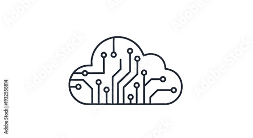 Cloud Computing Technology Circuit Board Icon.