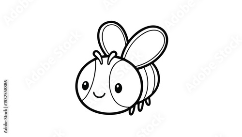 Cute Baby Bee Cartoon Coloring Page Vector