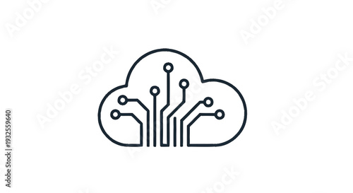Cloud Computing Technology Circuit Board Icon.