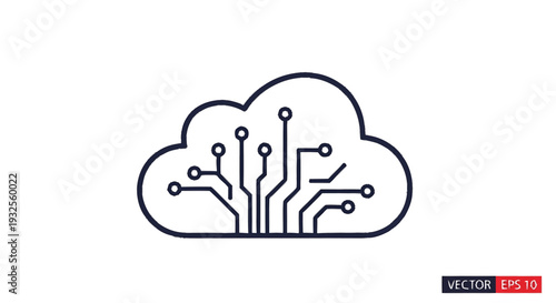 Cloud Computing Technology Circuit Board Icon.