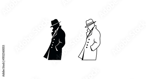 Silhouette spy detective duo Vector