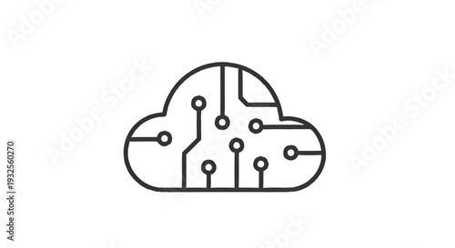 Cloud Computing Technology Circuit Board Icon.