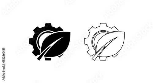 Modern gear cog leaf icons set Vector