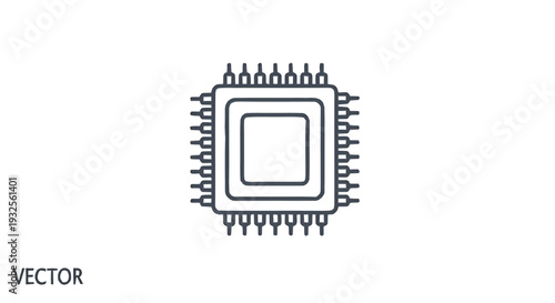 Central Processing Unit Microchip Icon Vector Illustration.