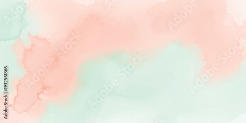 Abstract Pastel Peach and Mint Green Watercolor Background with Soft Blended Hues, Artistic Wash Texture for Modern Invitations and Gentle Designs
