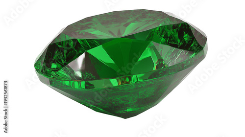 Shiny green crystal diamond gemstone with sparkling facets, luxury jewel isolated on white transparent png background, elegant precious stone with brilliance