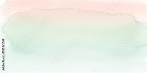 Gentle Pastel Peach and Mint Green Watercolor Background with Distinct Blended Wash, Artistic Paper Texture for Soft Graphics and Branding
