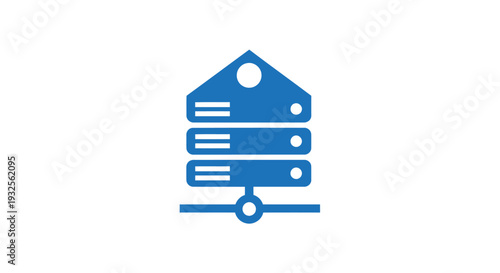 Blue Server Rack Icon Representing Data Storage.