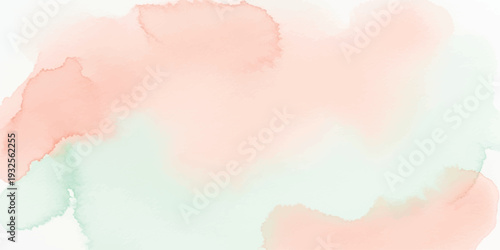 Abstract pastel watercolor with soft washes of coral and mint green, textured for backgrounds
