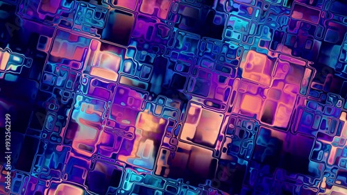 Wallpaper Mural Diagonal neon liquid glass metallic blocks seamless loop. Geometric abstract 3D background. Torontodigital.ca