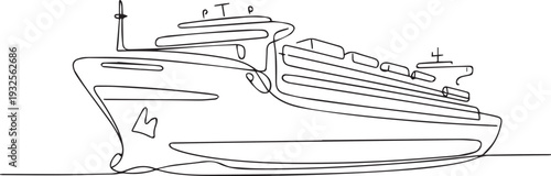Luxury Cruise Ship Line Art Illustration