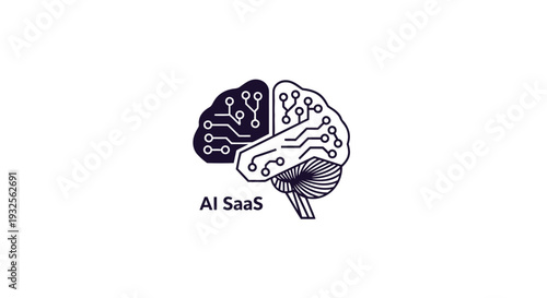 Artificial Intelligence Brain Circuitry AI SaaS Logo Concept.