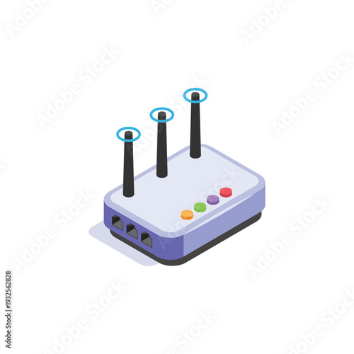 Modern Wireless Router with Multiple Antennas and Ethernet Ports.
