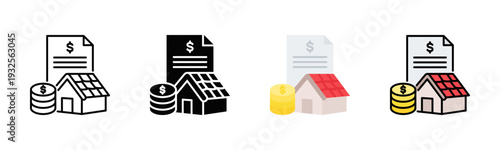 Roof Replacement Cost Icon Pack In Multiple Styles