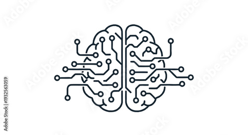 Artificial Intelligence Brain Circuitry Digital Network Concept.