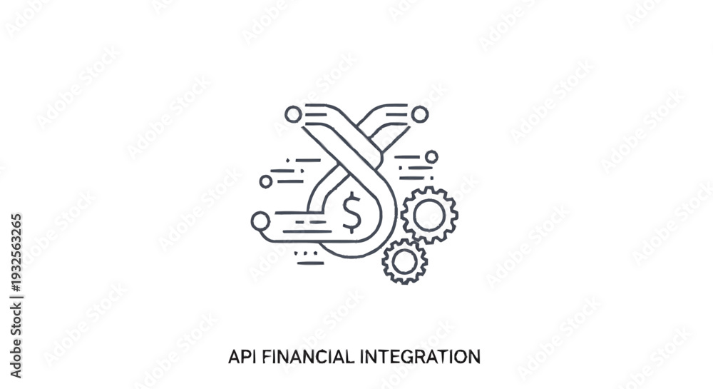 Fototapeta premium API Financial Integration Concept with Interconnected Systems and Gears.
